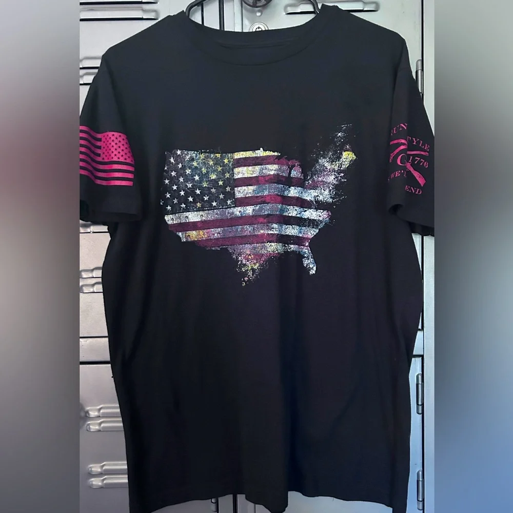 Grunt Style Large Black T-Shirt with bold flag - Picture 4 of 12